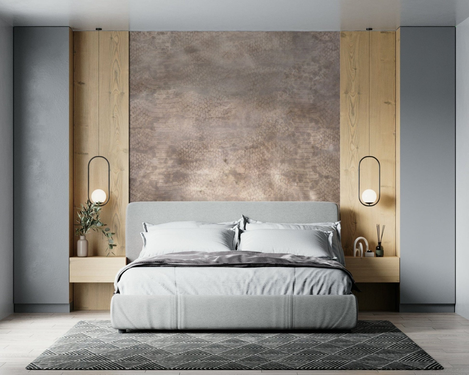 Snakeskin – Rose Gold Wall Mural — elegant metallic snake texture for modern interiors.