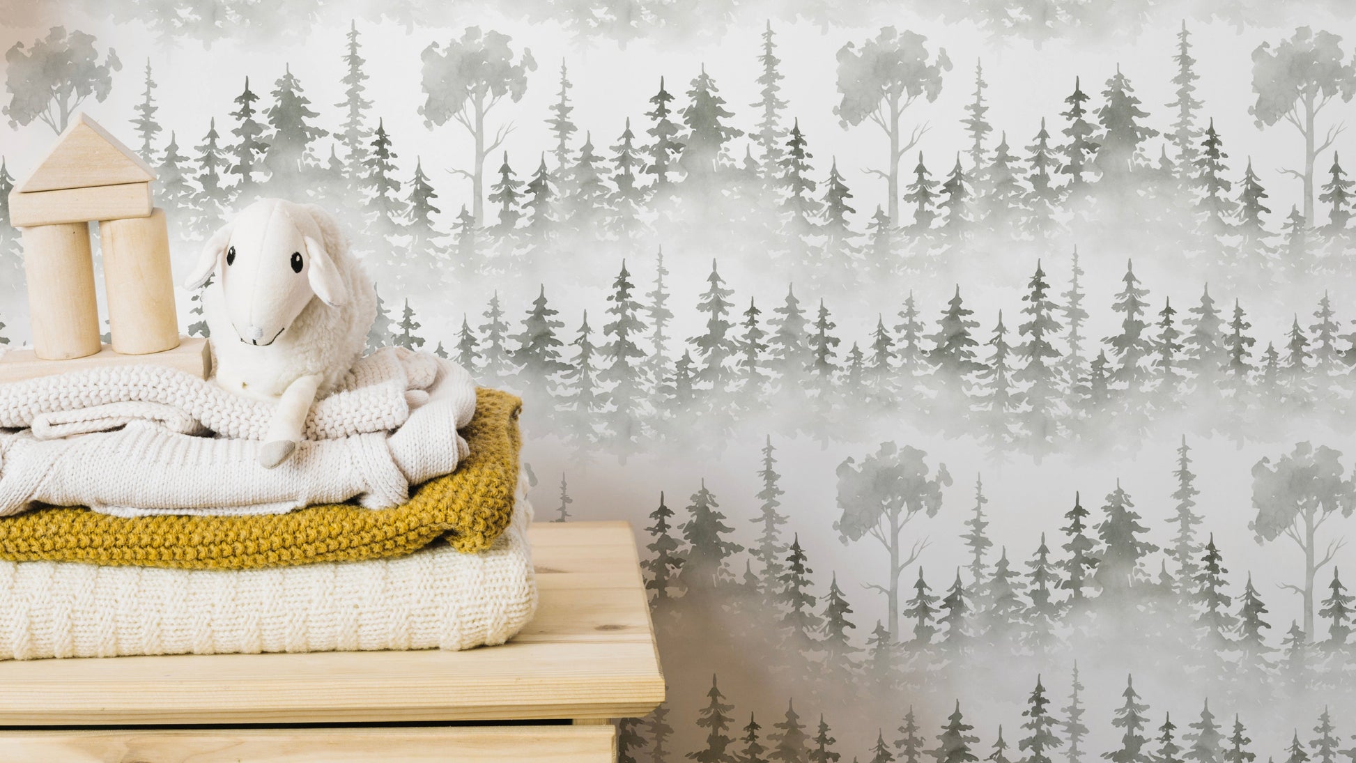 Winter forest snow path wallpaper design
