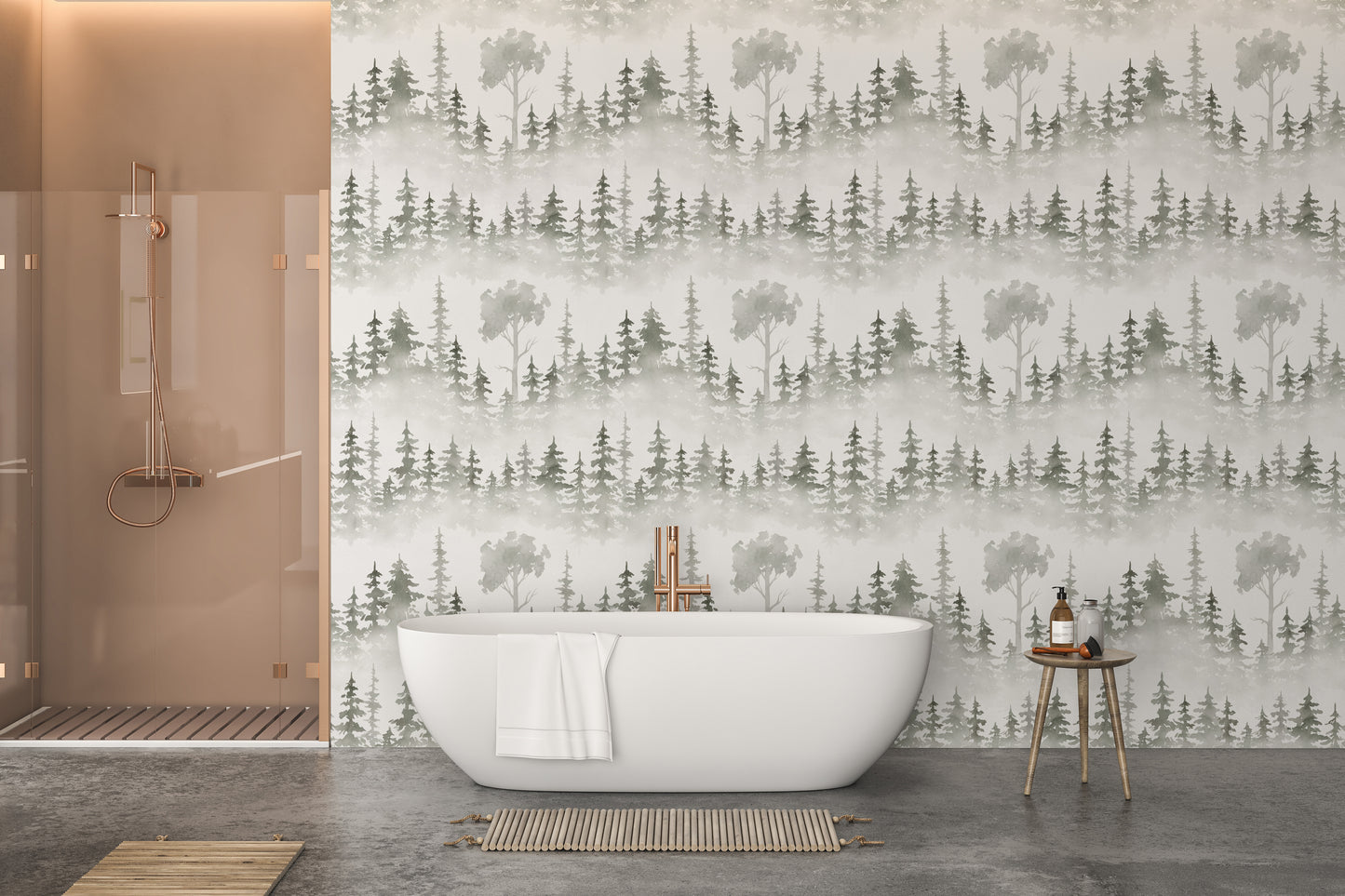 Scenic snow path forest wall art decor
