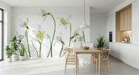 A beautiful modern art wall mural of delicate flowers.

