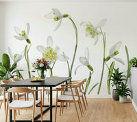 A classic floral wallpaper for walls with a white theme.

