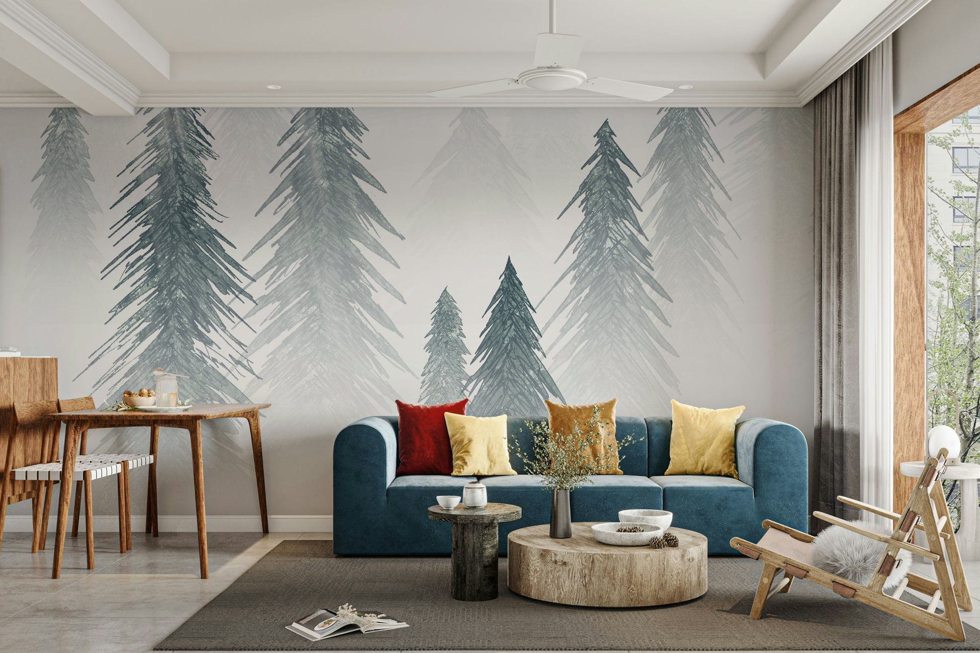Snowing Forest Wallpaper – Winter Landscape for Interior Walls