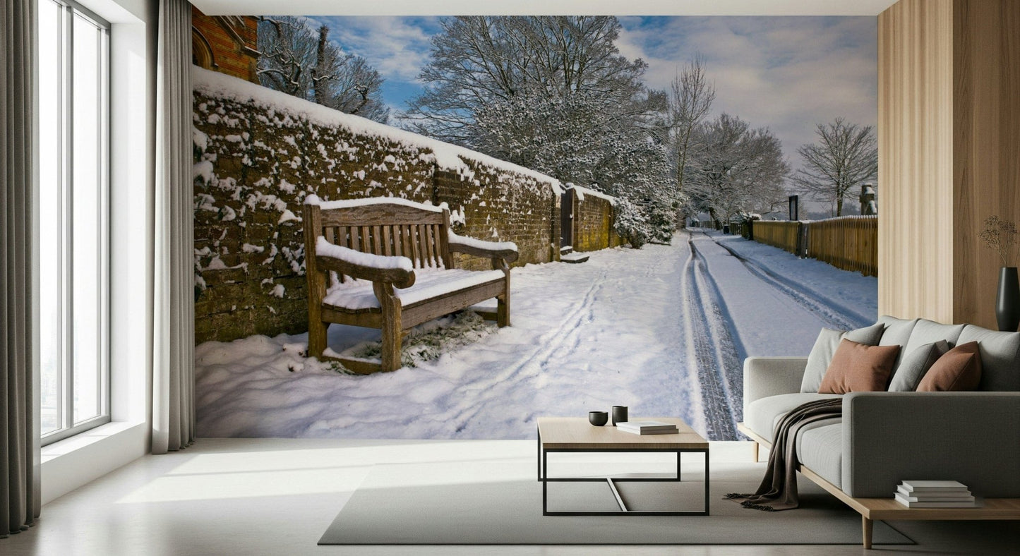 Snowy Retreat Wallpaper Tranquil setting on a cold day perfect for quiet reflection.