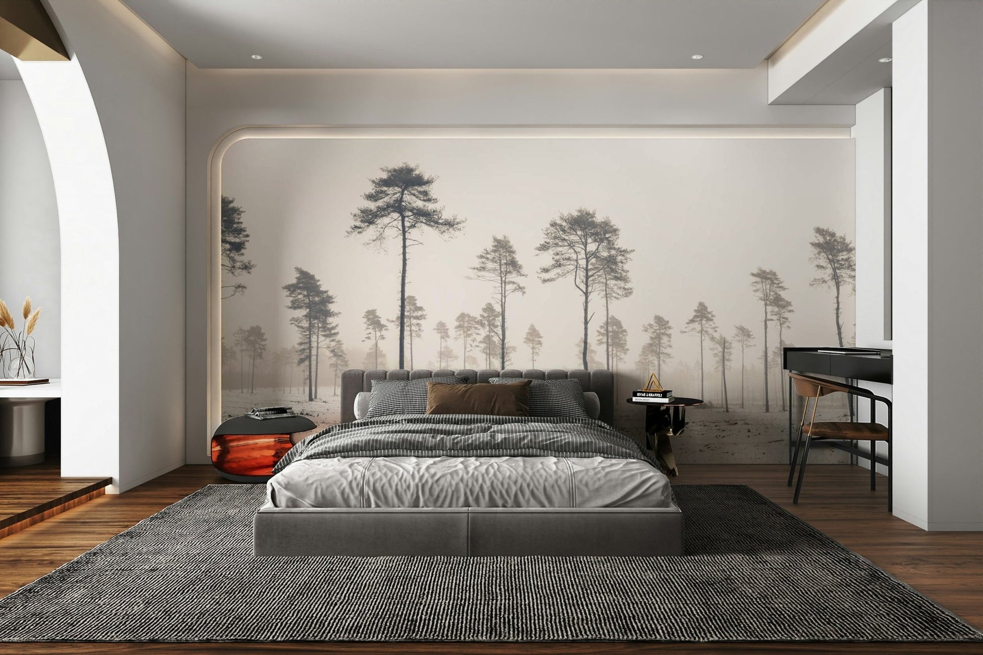 The colors are cool tones of white, gray, and light blue.

