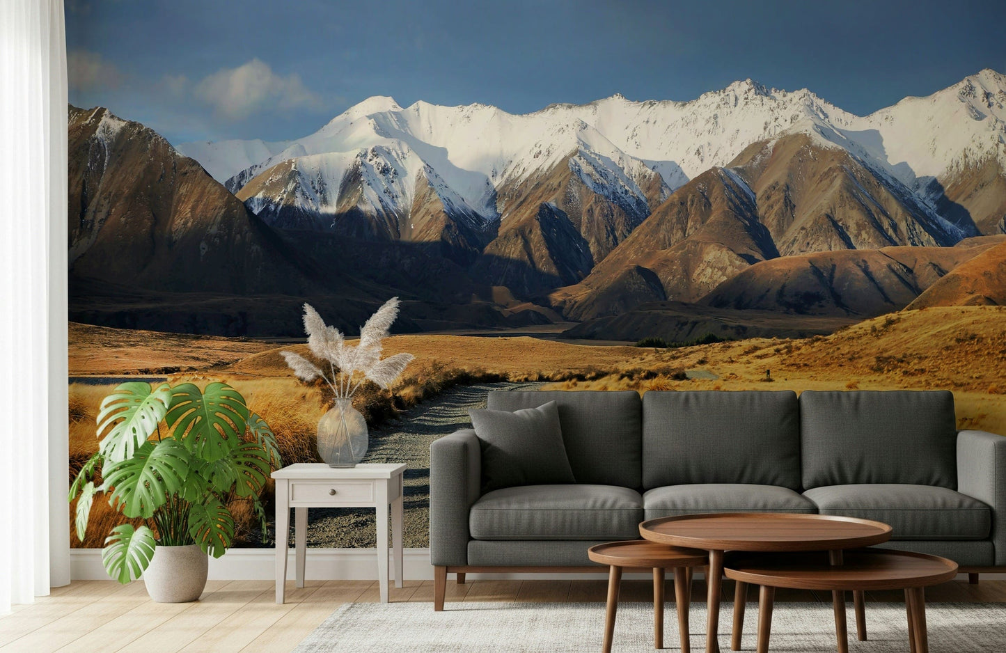 Snowy Peaks Path Wall Mural -2563227
