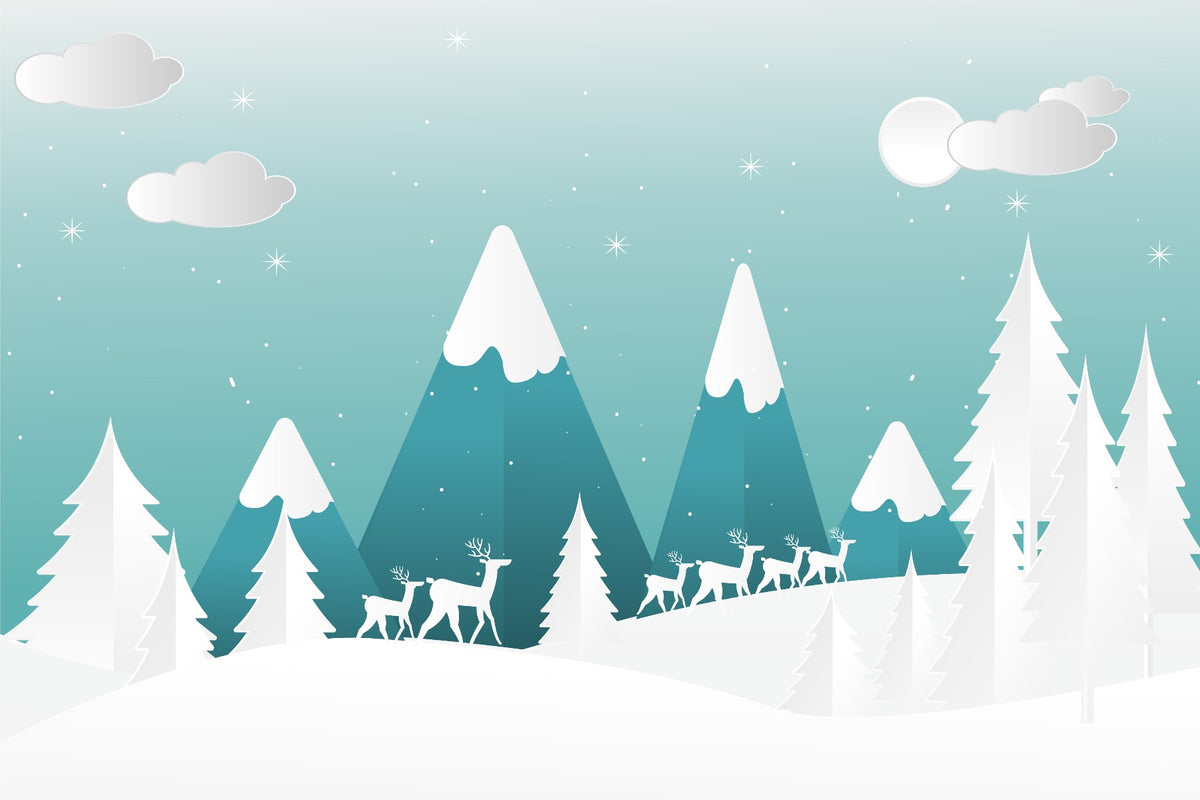 Turquoise Color Snowpeaks Wallpaper Mural in your room