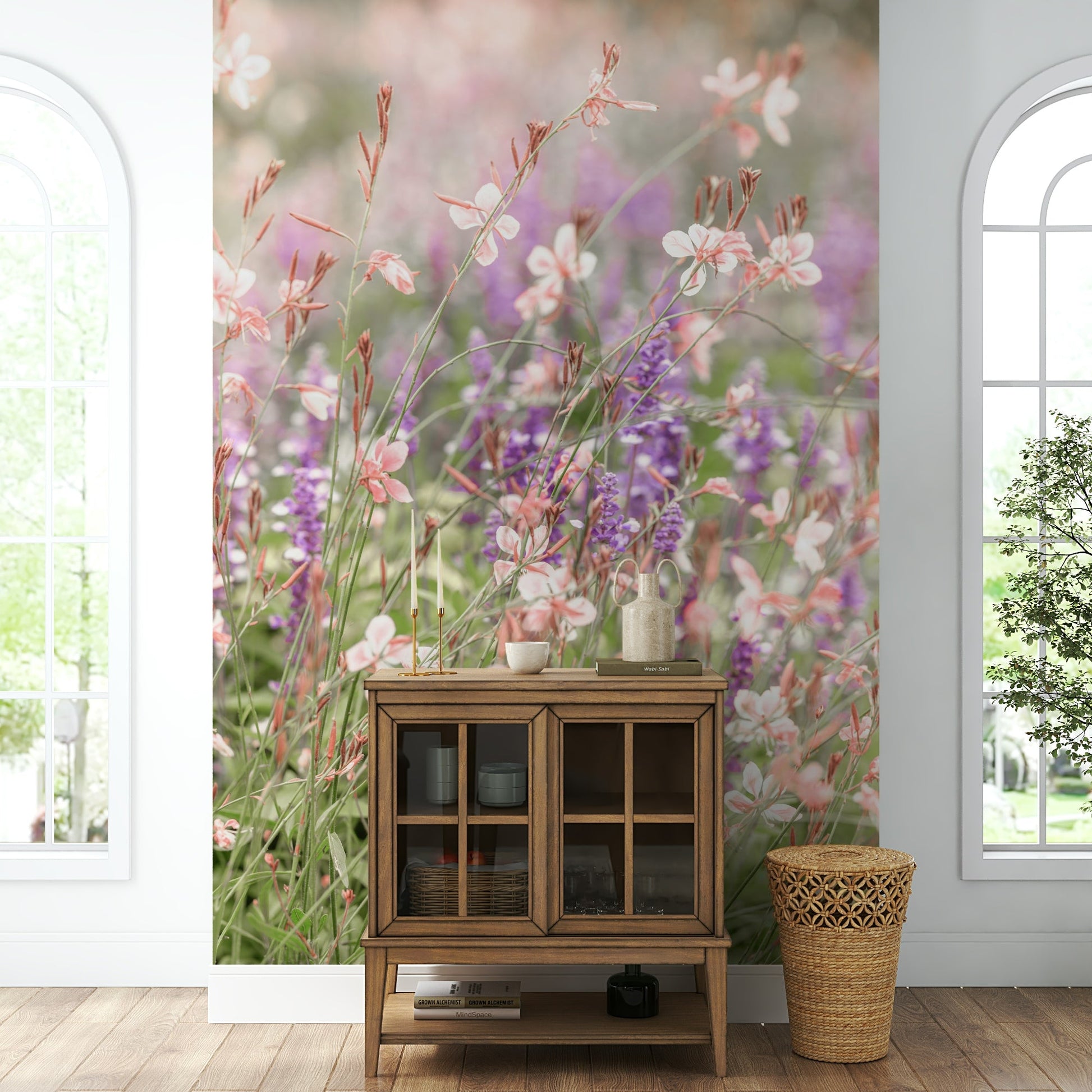 Dreamy botanical mural art

