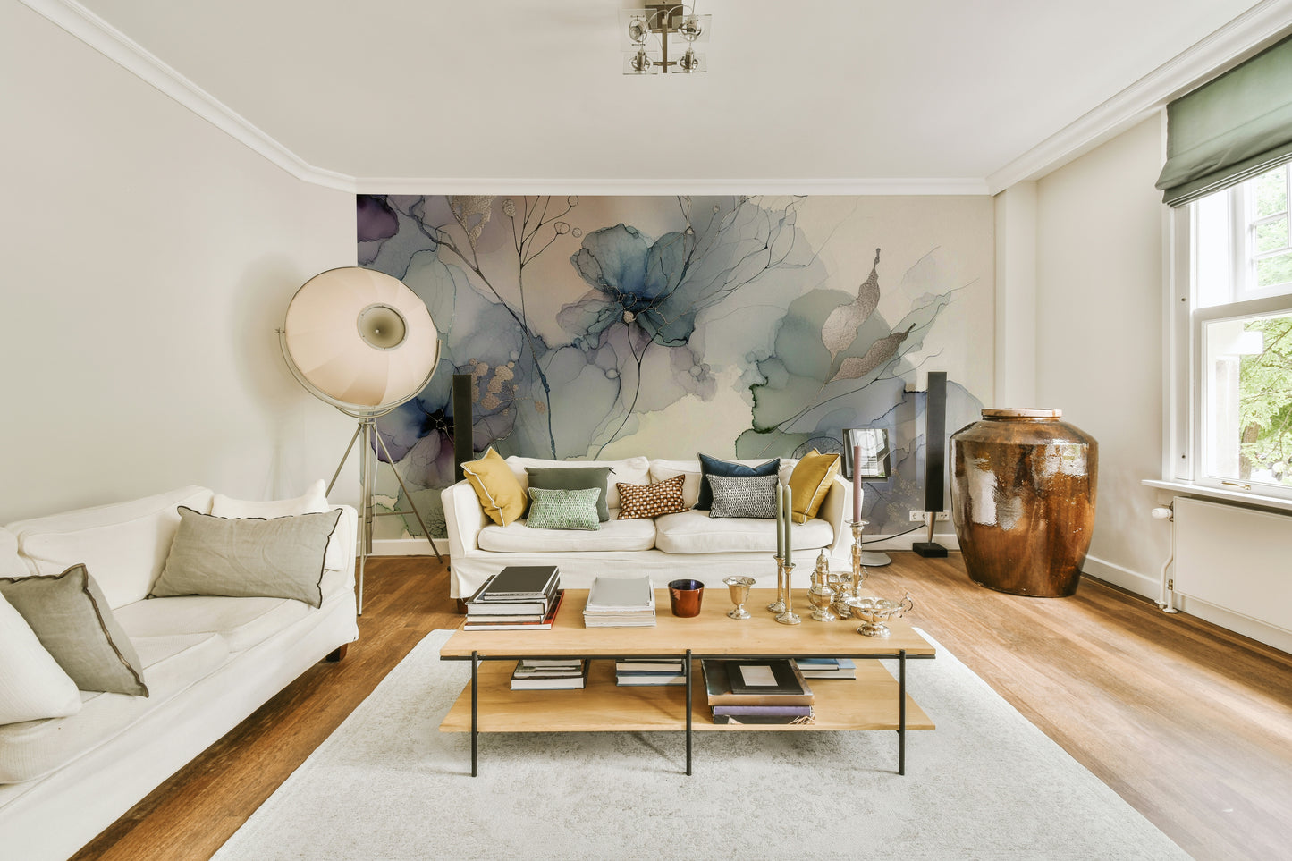 Blød blomst essens vægmaleri