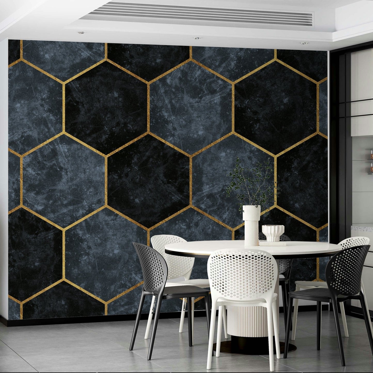 Stylish pastel geometric mural for modern spaces

