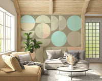 Soft circle pattern wall mural in pastel tones