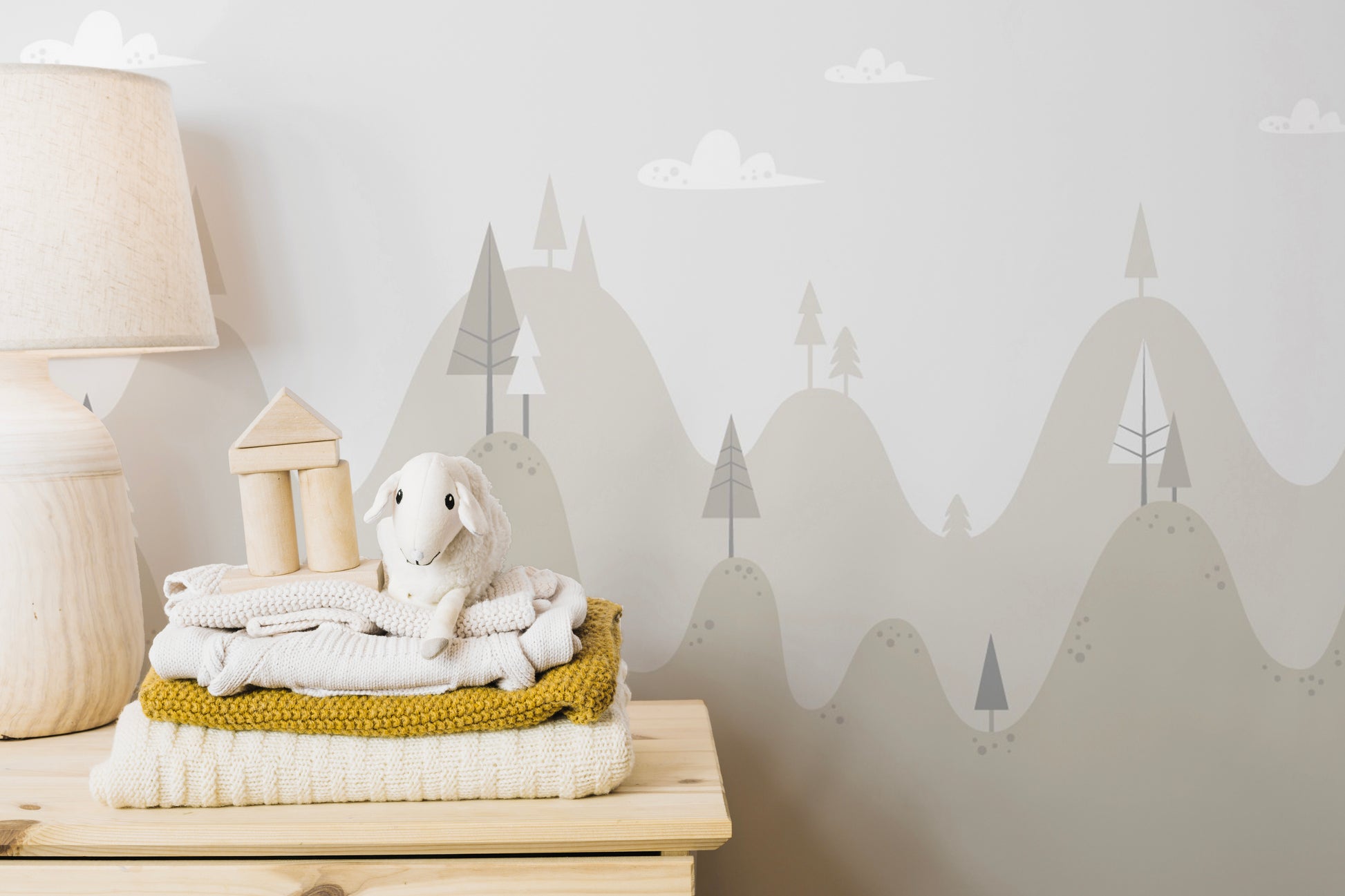 Gentle mountain wallpaper for kids
