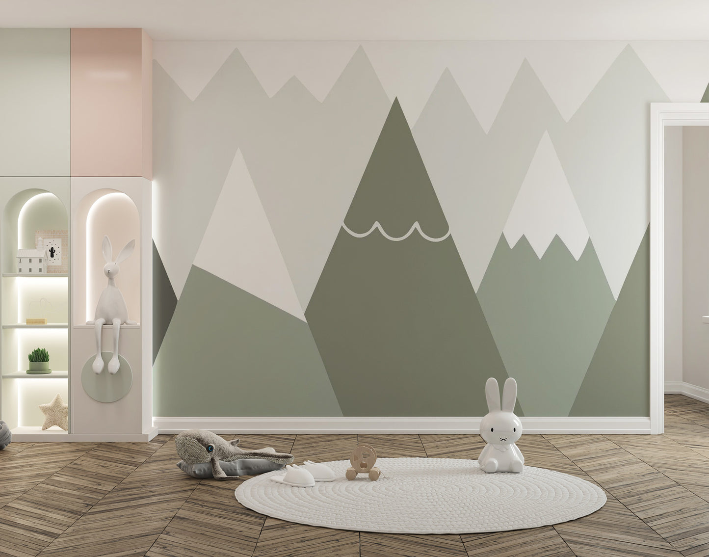 Soft Colored Kids Room Mountain Design Wallpaper - Giffywalls