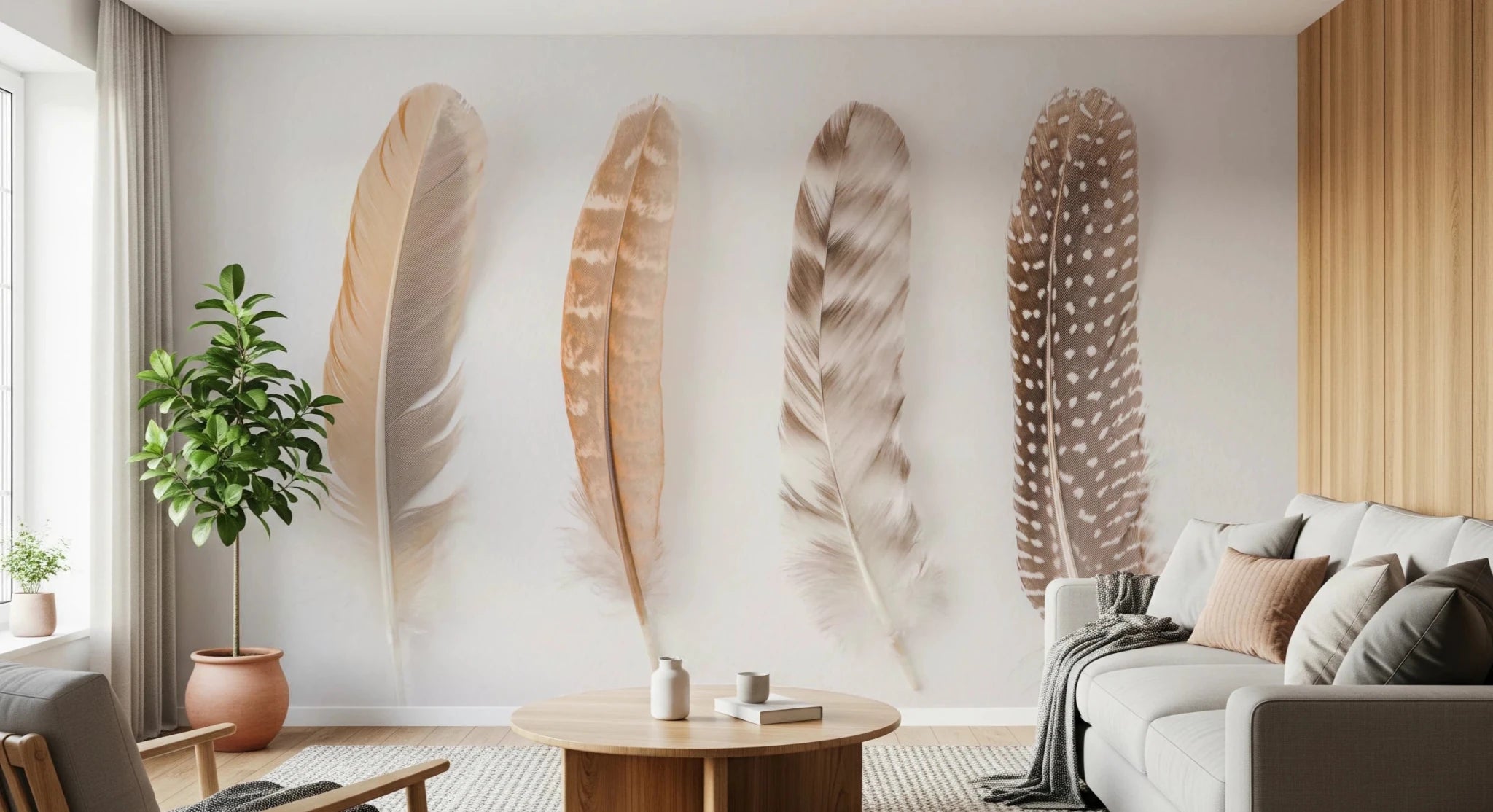 Soft Feather Array Wall Mural for Modern Apartments
