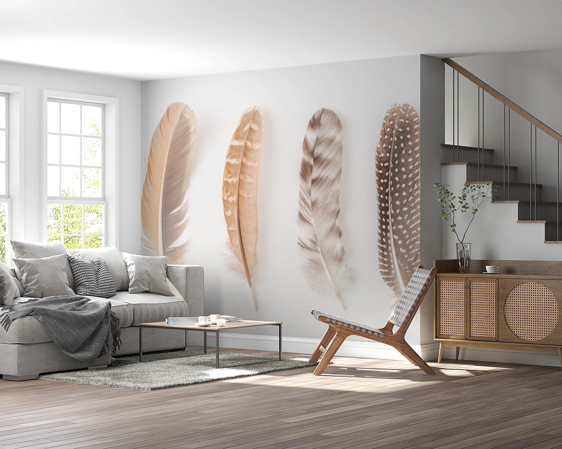 Soft Feather Array Wall Mural for Modern Apartments