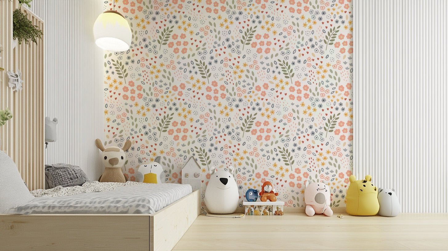 Elegant floral wallpaper perfect for a peaceful room.

