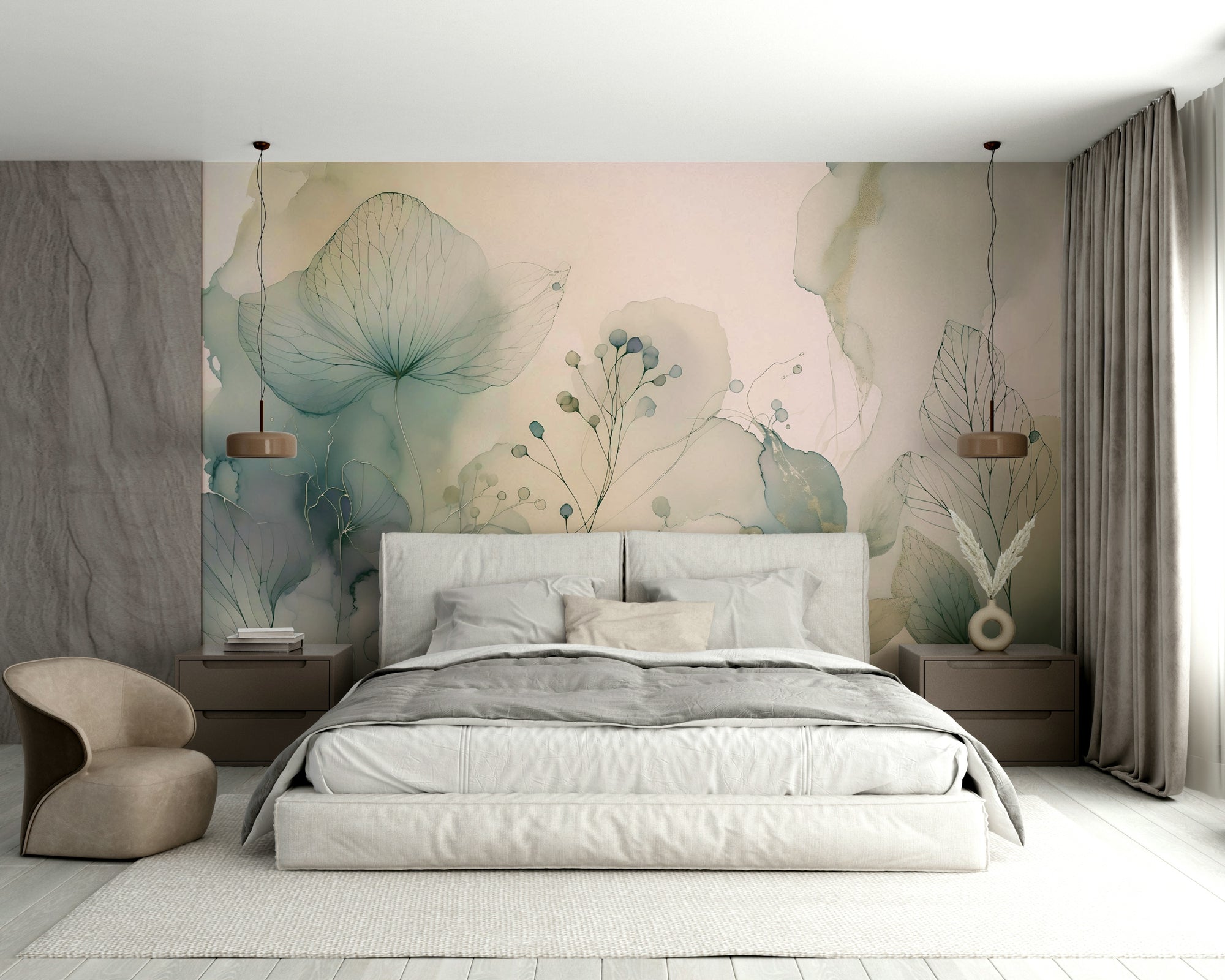 Vintage style pastel floral wallpaper for a nursery or child's bedroom.