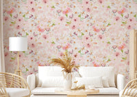 Soft Floral Pink Meadow Wallpaper⁠