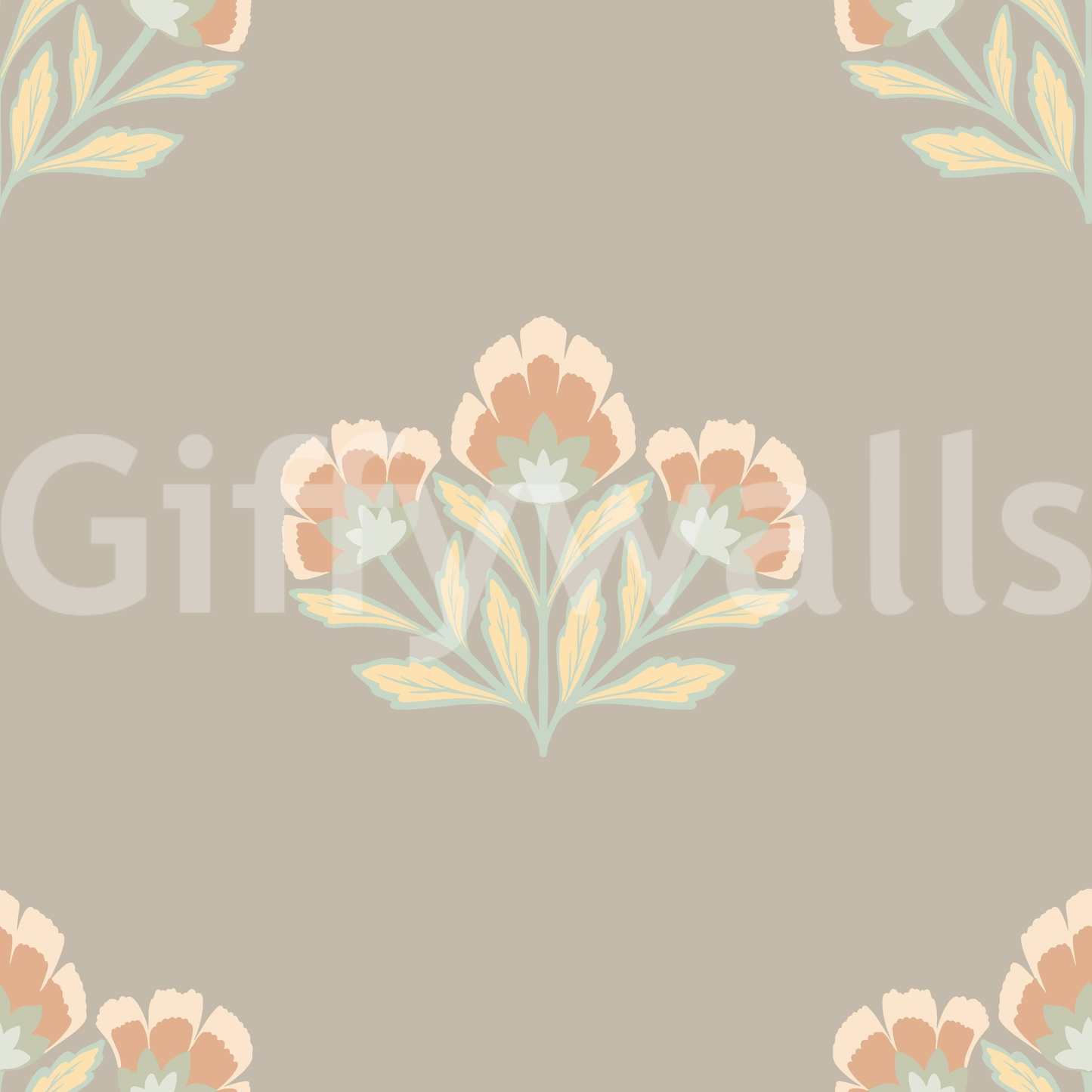 Seamless Serene Flora panorama mural, continuous floral beauty.