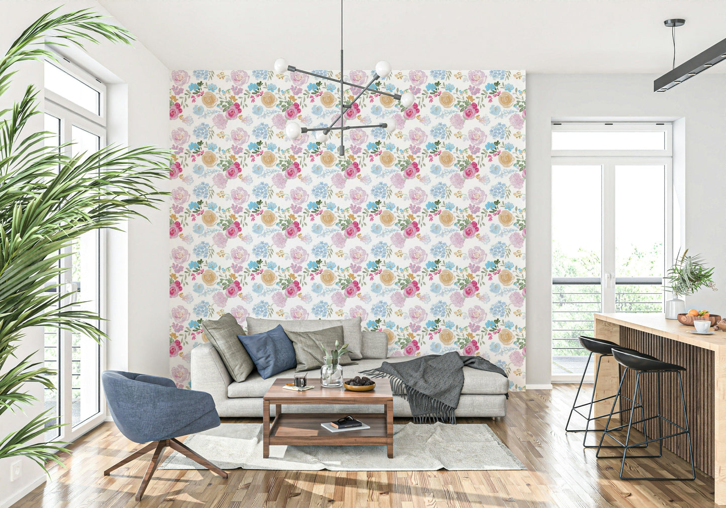 Painterly Petals wallpaper featuring soft oil-painted impasto flower patterns.