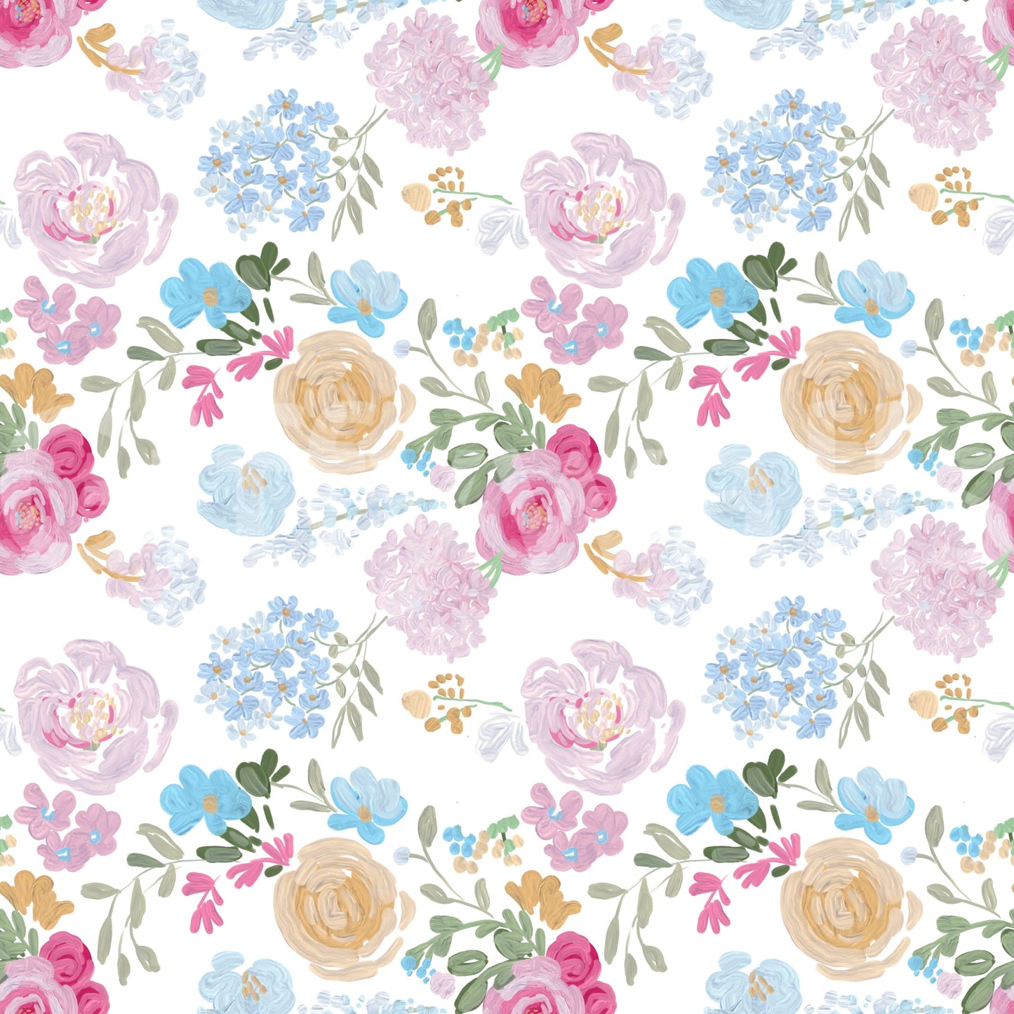 Painterly Petals soft oil painted impasto flowers Wallpaper⁠