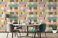 Artistic pastel wall design with geometric balance


