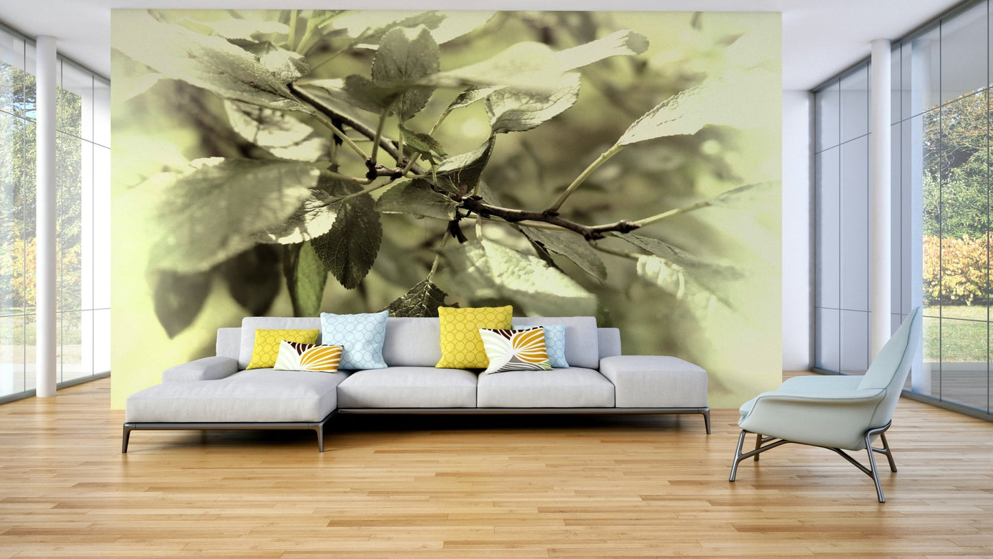 Close-up leaves photography wall mural
