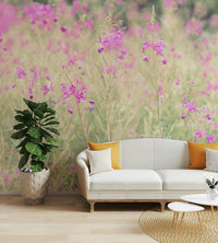 Soft meadow hues wallpaper bringing peaceful nature indoors

