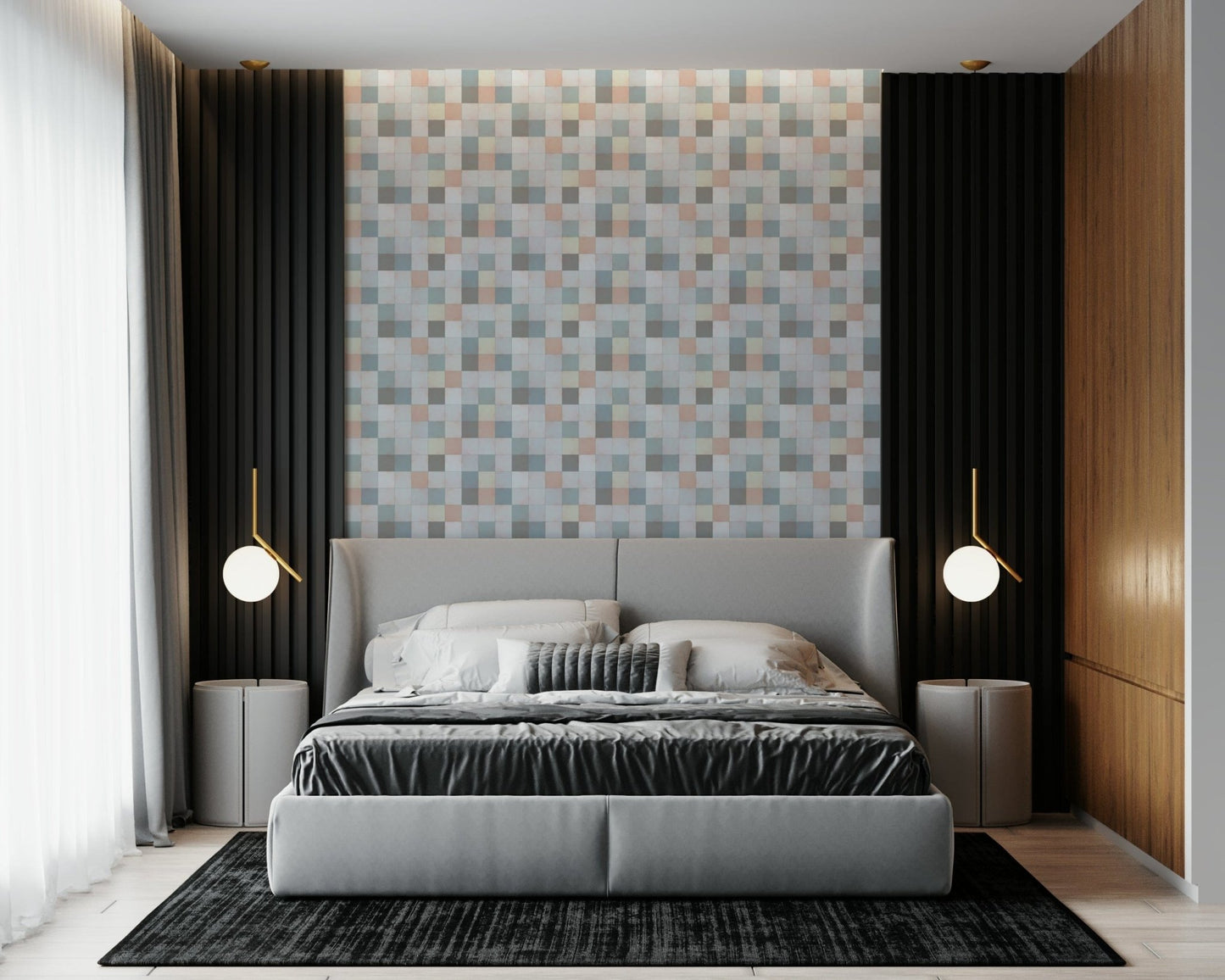 Soft Mosaic Tiles – Blue Mist Wallpaper⁠