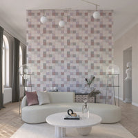 Papier peint mosaïque douce – beige rosé-gris bleu