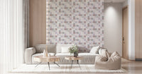Papier peint mosaïque douce – beige rosé-gris bleu