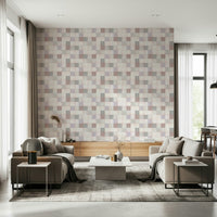 Papier peint mosaïque douce – beige rosé-gris bleu