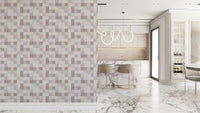 Papier peint mosaïque douce – beige rosé-gris bleu
