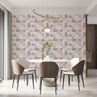 Papier peint mosaïque douce – beige rosé-gris bleu