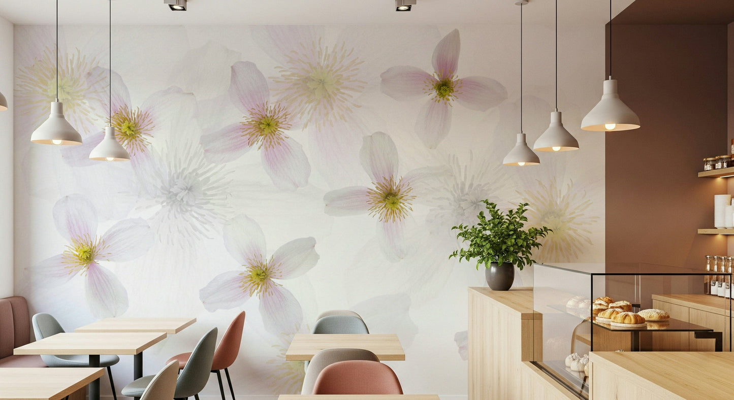 A serene subtle floral wall mural for your decor.


