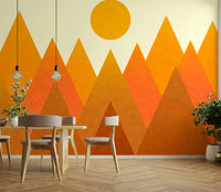 Blush-toned candy mountain scene – removable wallpaper