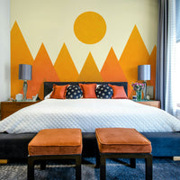 Mid-century mountain design – soft pink wallpaper