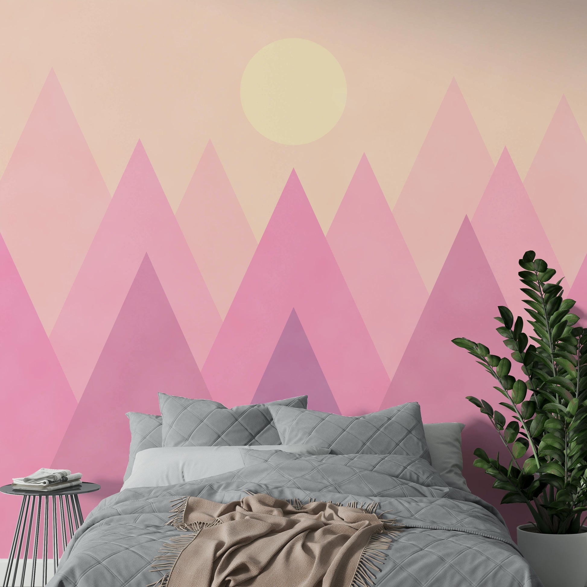 Soft Pink Candy Mountains Wallpaper – Removable Wall Covering