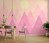 Soft Pink Candy Mountains Wallpaper – Kids Bedroom Feature Wall