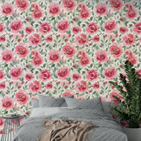 Romantic rose mural with soft hand-painted floral elements.

