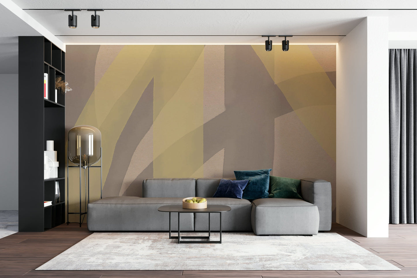 A beautiful modern art wall mural of organic shapes.

