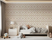 Geometric clay shapes on a soft sienna Mediterranean tile wallpapar.