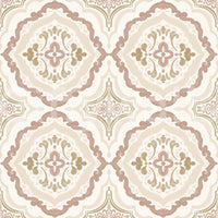 Rustic clay style soft sienna Mediterranean tile wallpaper design.