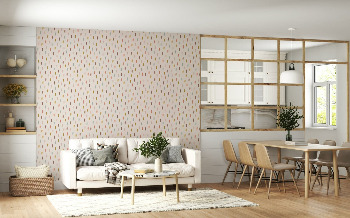 Soft artistic strokes mural evoking a light, breezy atmosphere.