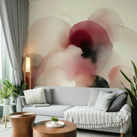 Neutral colored fluid art wallpaper for a sophisticated nursery or kids room.