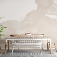 Elegant beige watercolor wallpaper for living room walls.