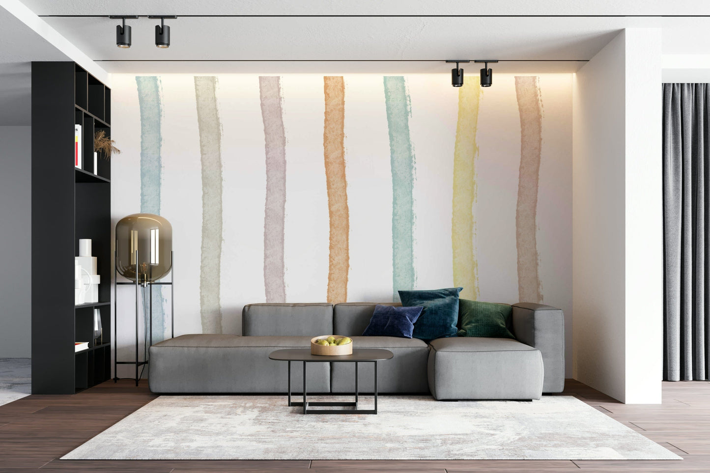 An artistic minimalist paint mural for home decor.

