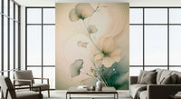 Romantic floral mural blending watercolor brushstrokes and soft petals for timeless elegance.