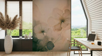 Elegant floral wall mural with whisper-soft petals and watercolor tones for a serene, calming look.