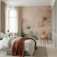 Soft Whispering Petals mural adding a touch of romance and serenity with delicate floral detailing.