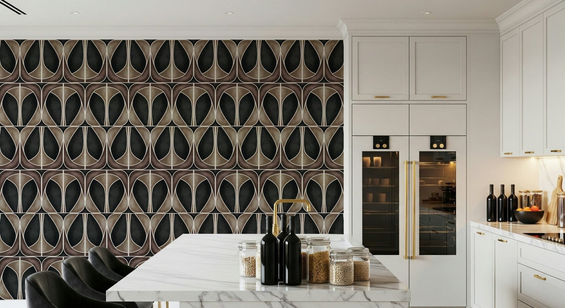 Softy Dèco Geometries Dramatic Charm peel and stick wallpaper.